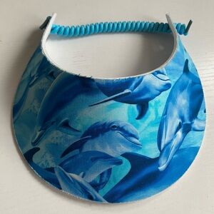 Women Foam Sun Visor Hats, No Pinch Visor, Dolphin Blue Sunvisor, Pool Beach